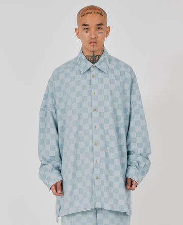 23SS Checkerboard Oversized Denim Shirt